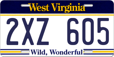 WV license plate 2XZ605