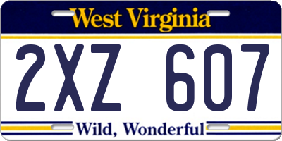 WV license plate 2XZ607
