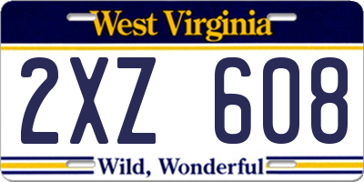 WV license plate 2XZ608