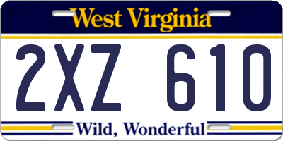 WV license plate 2XZ610