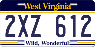 WV license plate 2XZ612