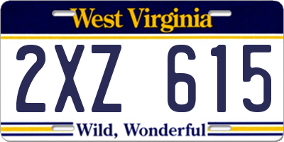 WV license plate 2XZ615