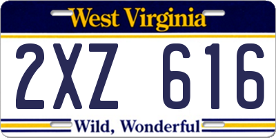 WV license plate 2XZ616