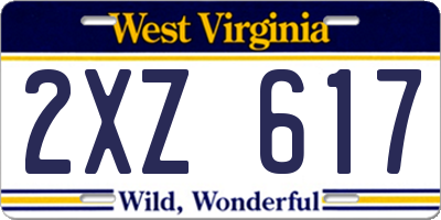 WV license plate 2XZ617