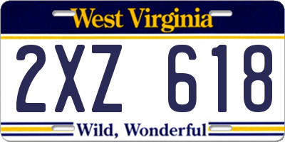 WV license plate 2XZ618