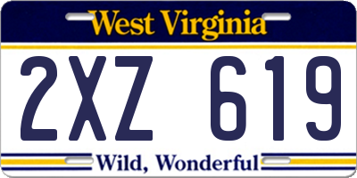 WV license plate 2XZ619