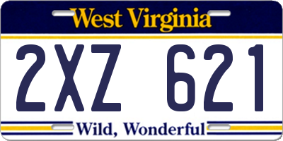 WV license plate 2XZ621