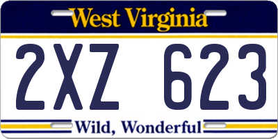 WV license plate 2XZ623