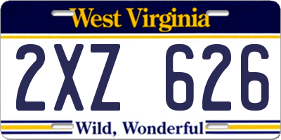 WV license plate 2XZ626