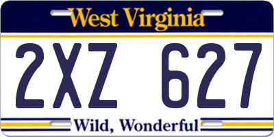 WV license plate 2XZ627