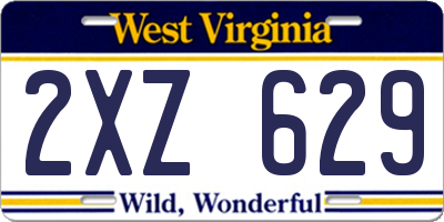 WV license plate 2XZ629
