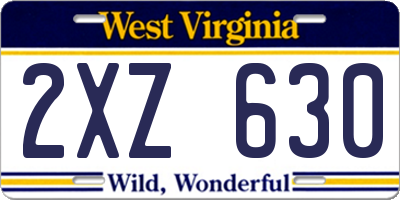 WV license plate 2XZ630