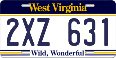 WV license plate 2XZ631