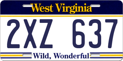 WV license plate 2XZ637