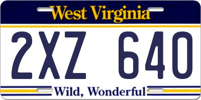WV license plate 2XZ640