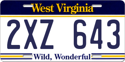 WV license plate 2XZ643