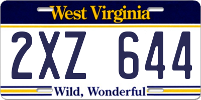 WV license plate 2XZ644