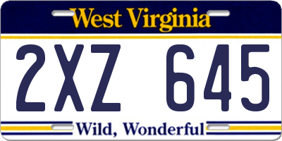 WV license plate 2XZ645