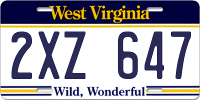 WV license plate 2XZ647