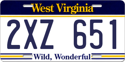 WV license plate 2XZ651