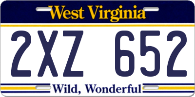 WV license plate 2XZ652