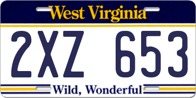 WV license plate 2XZ653