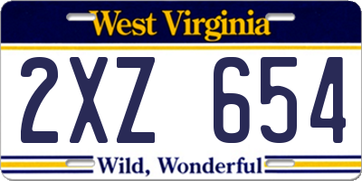 WV license plate 2XZ654