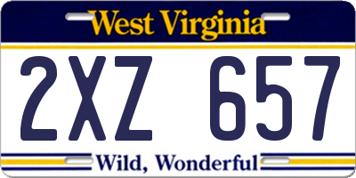 WV license plate 2XZ657