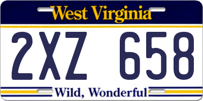 WV license plate 2XZ658
