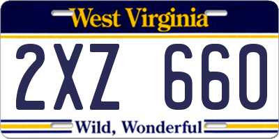 WV license plate 2XZ660