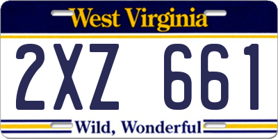 WV license plate 2XZ661