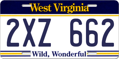 WV license plate 2XZ662