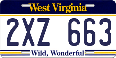 WV license plate 2XZ663