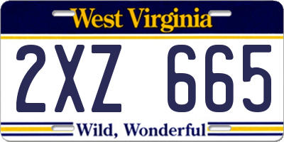 WV license plate 2XZ665