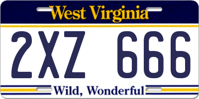 WV license plate 2XZ666