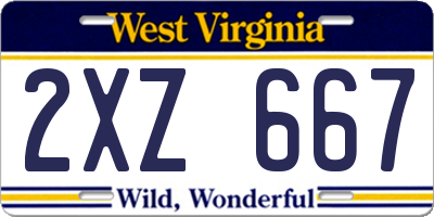 WV license plate 2XZ667