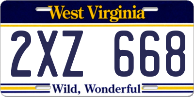 WV license plate 2XZ668