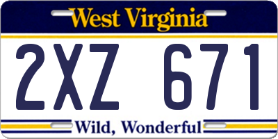 WV license plate 2XZ671