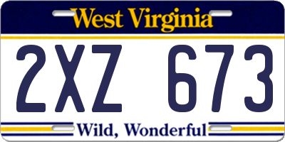 WV license plate 2XZ673