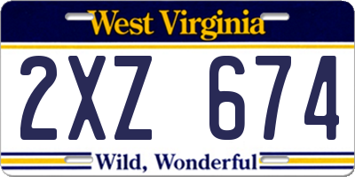 WV license plate 2XZ674