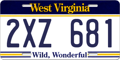 WV license plate 2XZ681