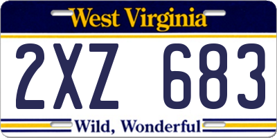 WV license plate 2XZ683