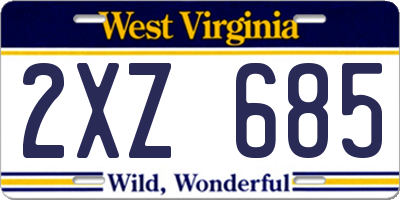 WV license plate 2XZ685