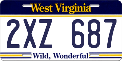 WV license plate 2XZ687