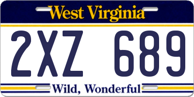 WV license plate 2XZ689