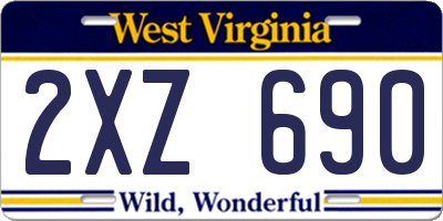 WV license plate 2XZ690
