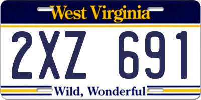 WV license plate 2XZ691