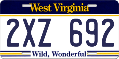 WV license plate 2XZ692