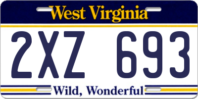 WV license plate 2XZ693