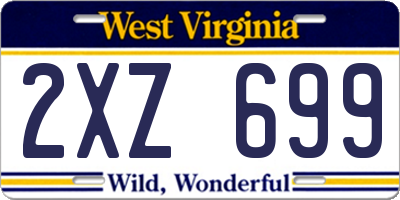 WV license plate 2XZ699